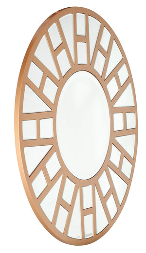 Homeroots 32" Gold Round Metal Framed Accent Mirror  Glass 396589