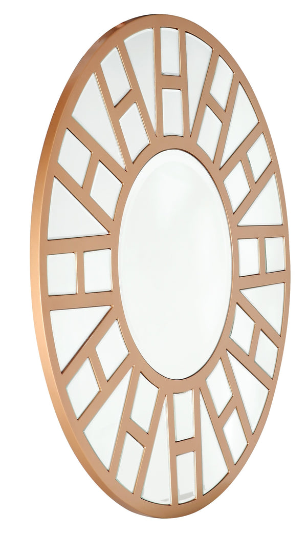 Homeroots 32" Gold Round Metal Framed Accent Mirror  Glass 396589