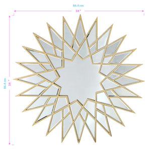 Homeroots 34" Gold Sunburst Metal Framed Accent Mirror  Glass 396590