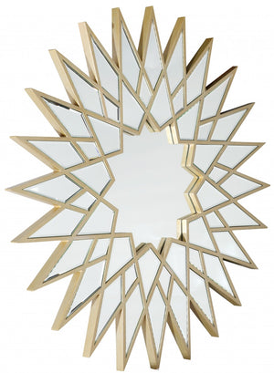 Homeroots 34" Gold Sunburst Metal Framed Accent Mirror  Glass 396590