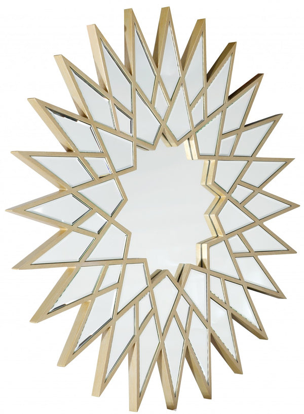 Homeroots 34" Gold Sunburst Metal Framed Accent Mirror  Glass 396590