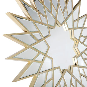 Homeroots 34" Gold Sunburst Metal Framed Accent Mirror  Glass 396590