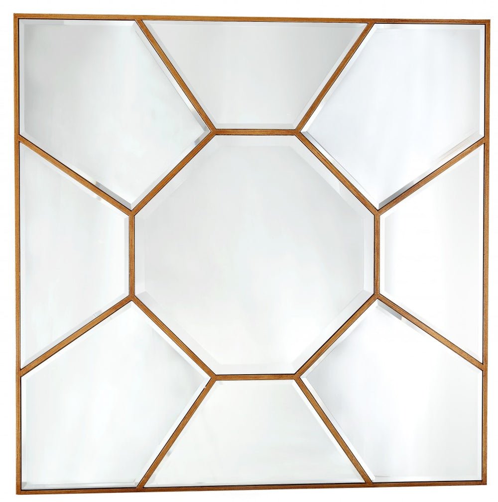 Homeroots 35" Gold Square Metal Framed Accent Mirror  Glass 396591