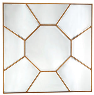 Homeroots 35" Gold Square Metal Framed Accent Mirror  Glass 396591