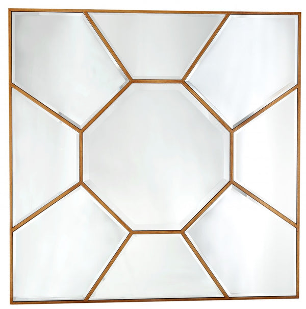 Homeroots 35" Gold Square Metal Framed Accent Mirror  Glass 396591
