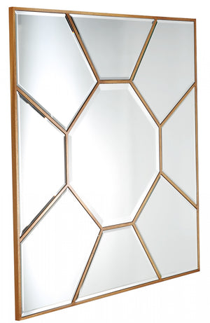 Homeroots 35" Gold Square Metal Framed Accent Mirror  Glass 396591