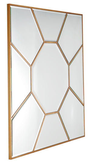Homeroots 35" Gold Square Metal Framed Accent Mirror  Glass 396591