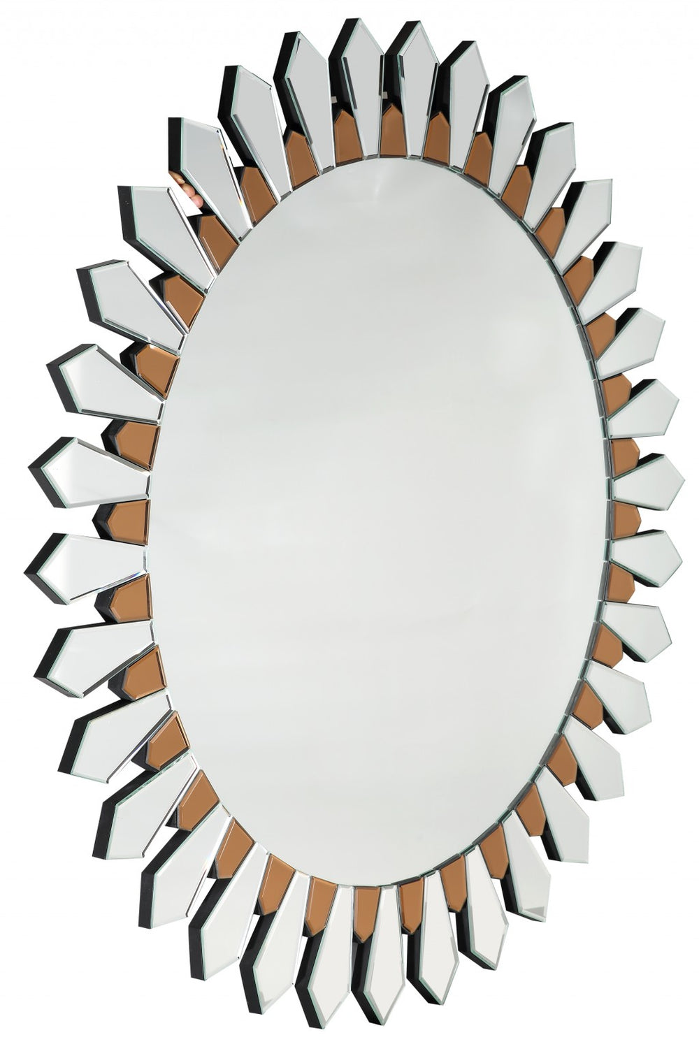 Homeroots 43" Gold Round Glass Framed Accent Mirror  Glass 396592