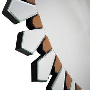 Homeroots 43" Gold Round Glass Framed Accent Mirror  Glass 396592