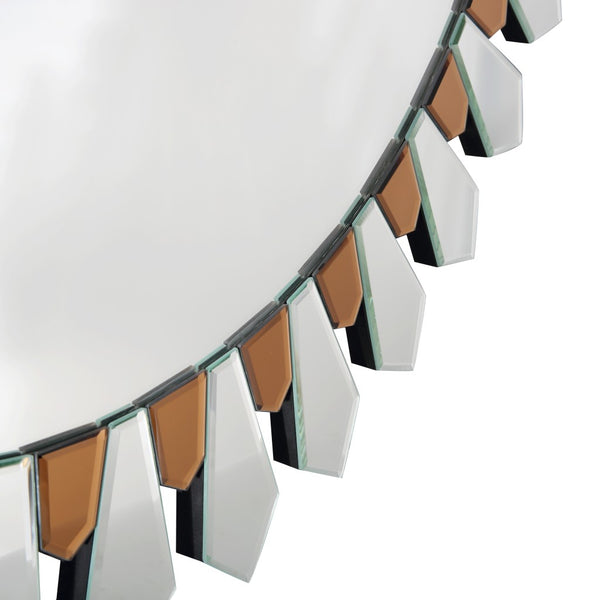 Homeroots 43" Gold Round Glass Framed Accent Mirror  Glass 396592