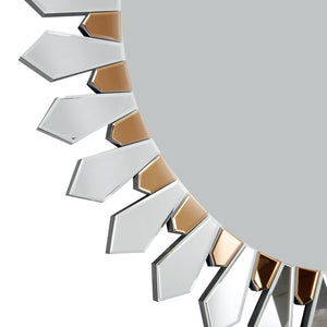 Homeroots 43" Gold Round Glass Framed Accent Mirror  Glass 396592