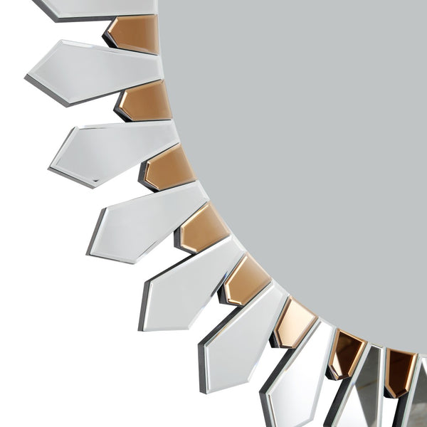 Homeroots 43" Gold Round Glass Framed Accent Mirror  Glass 396592