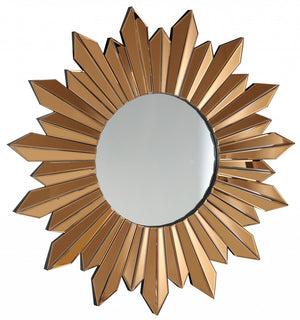 Homeroots 39" Gold Sunburst Glass Framed Accent Mirror  Glass 396593