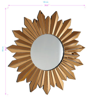 Homeroots 39" Gold Sunburst Glass Framed Accent Mirror  Glass 396593