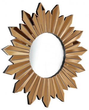 Homeroots 39" Gold Sunburst Glass Framed Accent Mirror  Glass 396593