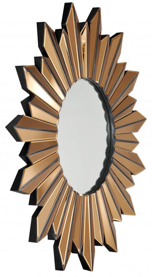 Homeroots 39" Gold Sunburst Glass Framed Accent Mirror  Glass 396593