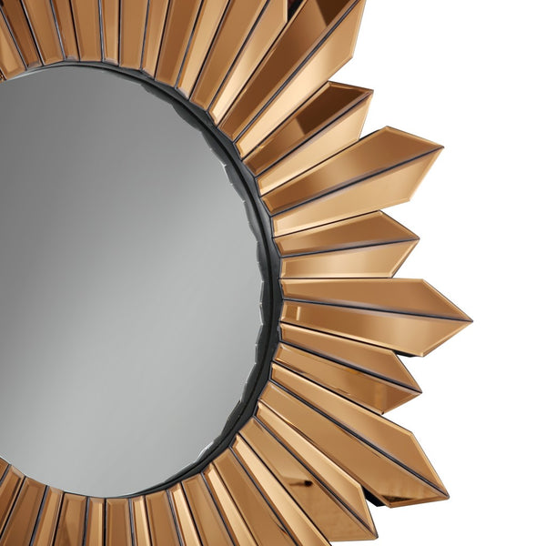 Homeroots 39" Gold Sunburst Glass Framed Accent Mirror  Glass 396593