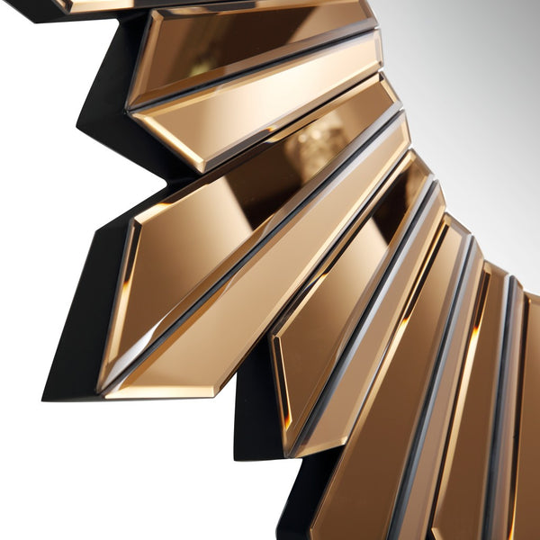 Homeroots 39" Gold Sunburst Glass Framed Accent Mirror  Glass 396593