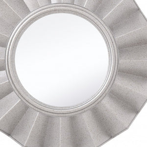 Homeroots Silver Glass Round Ruffle Mirror  Glass 396594