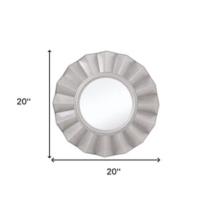 Homeroots Silver Glass Round Ruffle Mirror  Glass 396594