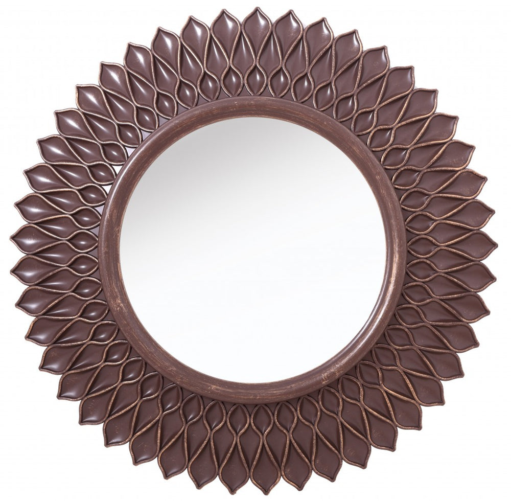 Homeroots Bronze Round Accent Mirror  Glass 396595