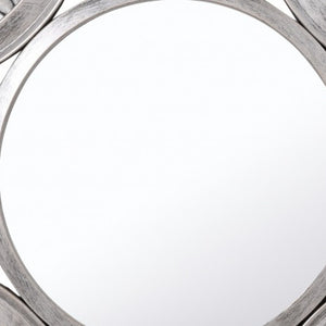 Homeroots Silver Glass Round Sunburst Mirror  Glass 396596