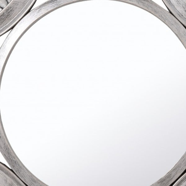Homeroots Silver Glass Round Sunburst Mirror  Glass 396596