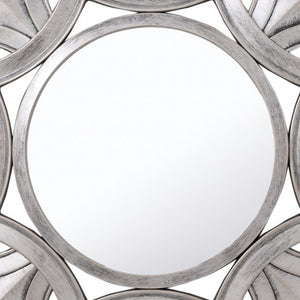 Homeroots Silver Glass Round Sunburst Mirror  Glass 396596