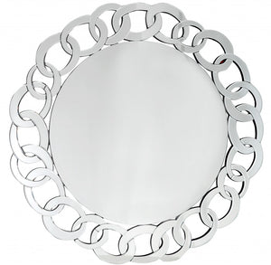 Homeroots 39" Clear Round Glass Framed Accent Mirror  Glass 396597