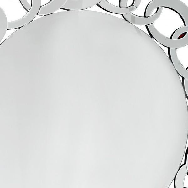 Homeroots 39" Clear Round Glass Framed Accent Mirror  Glass 396597