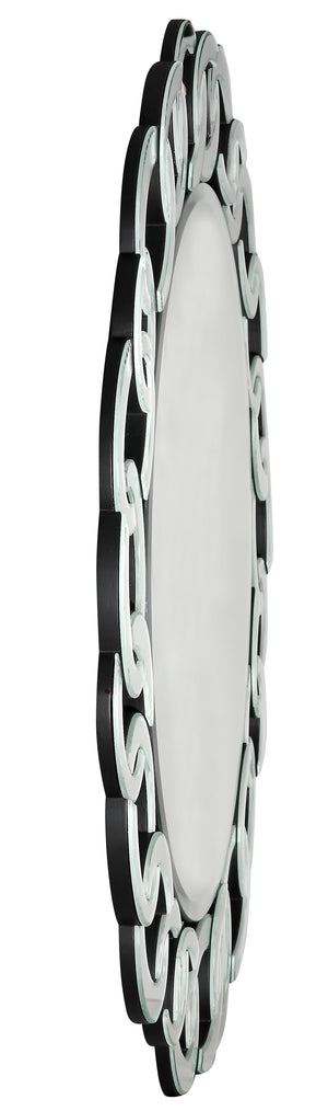 Homeroots 39" Clear Round Glass Framed Accent Mirror  Glass 396597