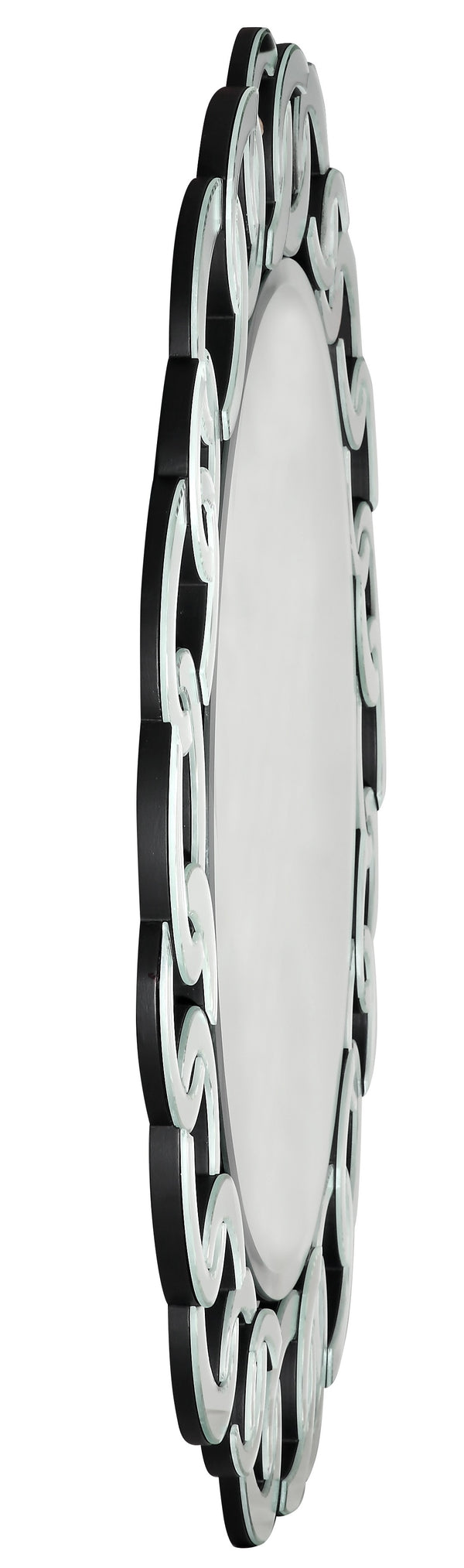 Homeroots 39" Clear Round Glass Framed Accent Mirror  Glass 396597