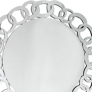 Homeroots 39" Clear Round Glass Framed Accent Mirror  Glass 396597