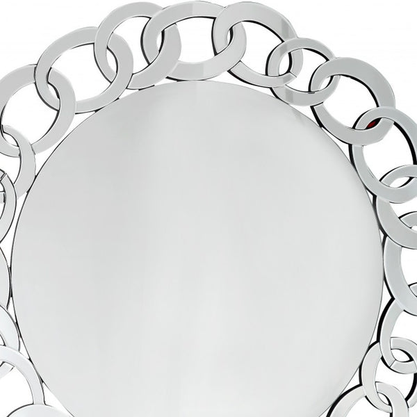 Homeroots 39" Clear Round Glass Framed Accent Mirror  Glass 396597