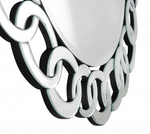 Homeroots 39" Clear Round Glass Framed Accent Mirror  Glass 396597