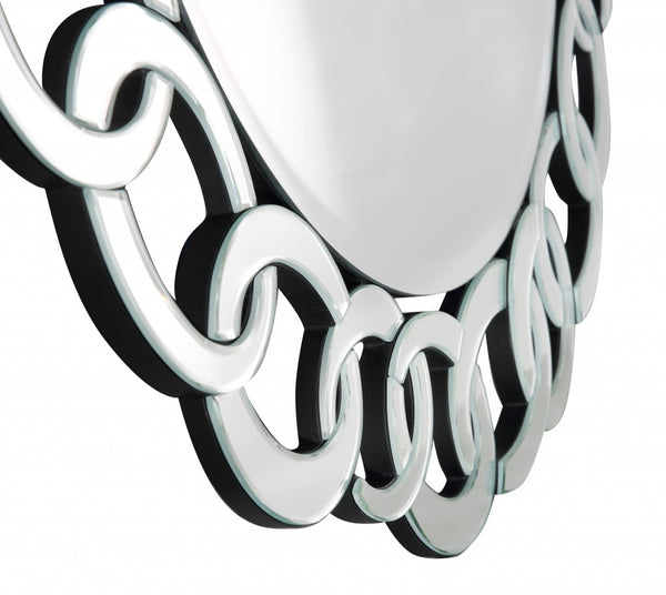 Homeroots 39" Clear Round Glass Framed Accent Mirror  Glass 396597