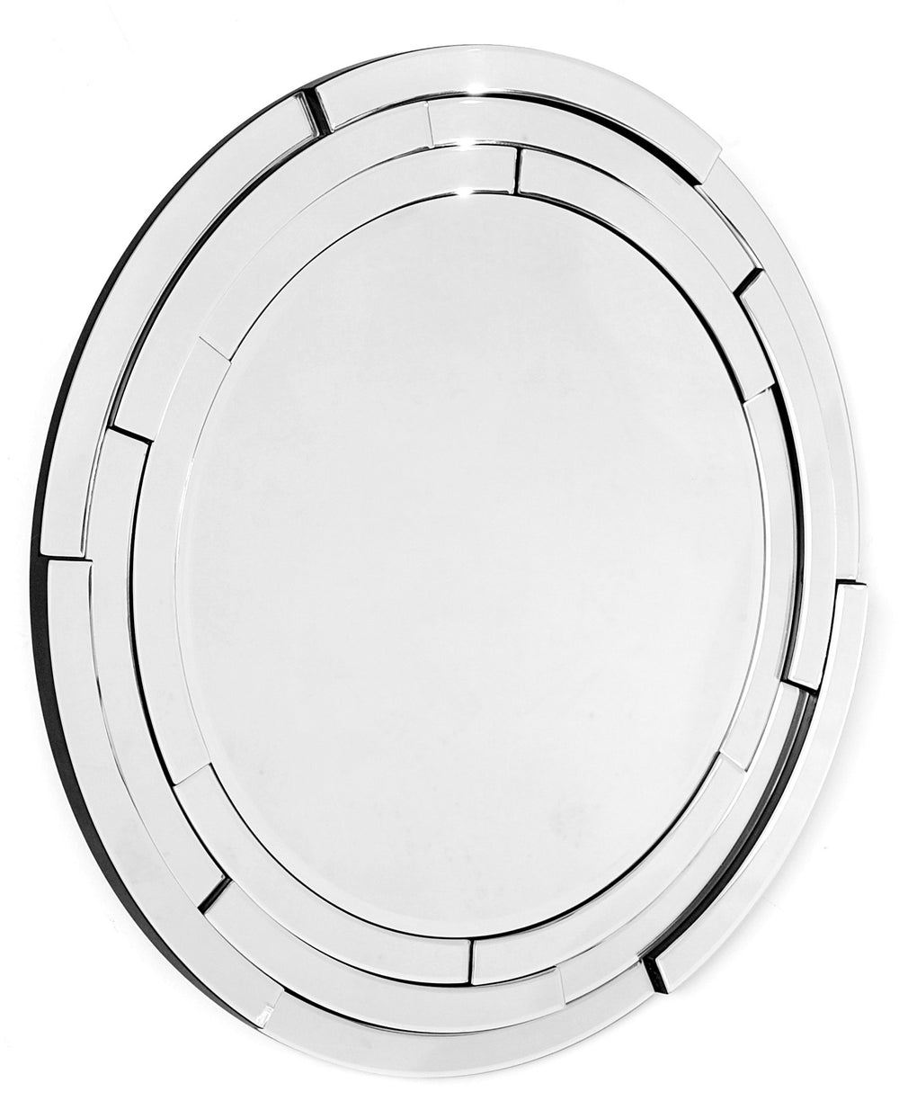 Homeroots Silver Round Framed Accent Mirror  Glass 396599