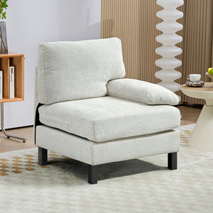 English Elm Homcom Right-Facing Armchair Module For Customizable Sectional Sofa, Cream White With Pocket Spring Comfort W2225P229503
