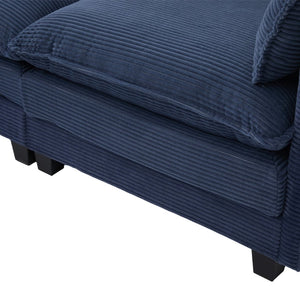 English Elm United We Win Modular Corduroy Sectional with Ottoman Low Profile Living Room Couch Navy W1568S00261