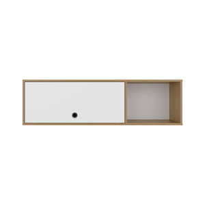 English Elm Tuckerman Wall Cabinet White/Macadamia – Sleek Engineered Wood Wall-Mounted Storage with Soft-Close Doors B092P286112