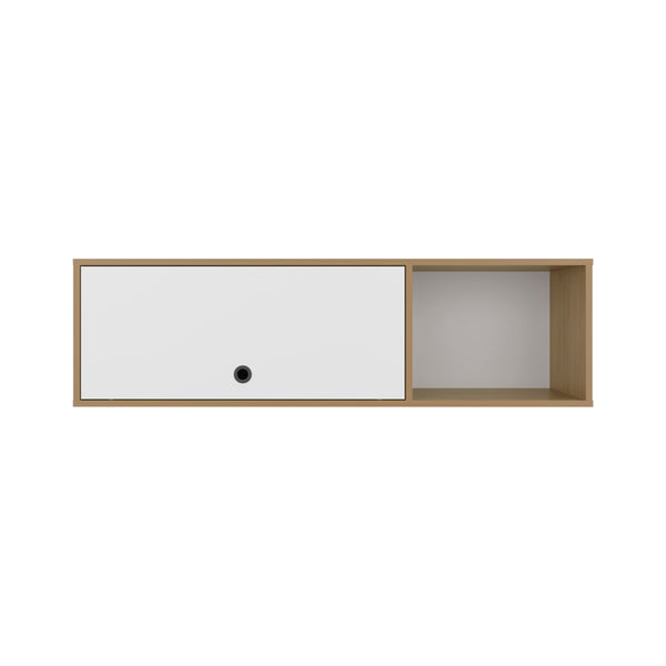 English Elm Tuckerman Wall Cabinet White/Macadamia – Sleek Engineered Wood Wall-Mounted Storage with Soft-Close Doors B092P286112
