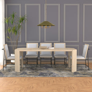 Alpine Furniture Sloane Extension Dining Table With 18" Pull-Out Leaf, Rounded Panel Legs, Warm Driftwood Finish Diftwood 3966-01