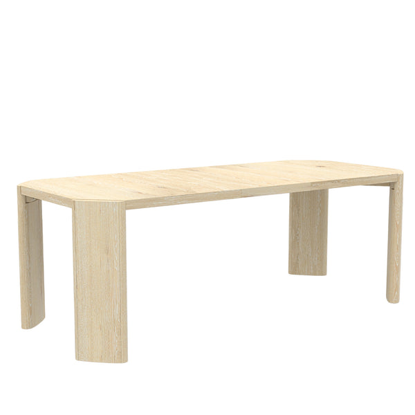 Alpine Furniture Sloane Extension Dining Table With 18" Pull-Out Leaf, Rounded Panel Legs, Warm Driftwood Finish Diftwood 3966-01
