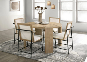 Alpine Furniture Sloane Round Dining Table For 4 — 47" Classic Driftwood Finish, Curved Legs, Cozy Conversation Hub Diftwood 3966-25