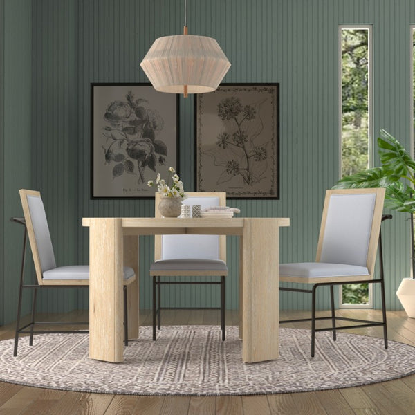 Alpine Furniture Sloane Round Dining Table For 4 — 47" Classic Driftwood Finish, Curved Legs, Cozy Conversation Hub Diftwood 3966-25