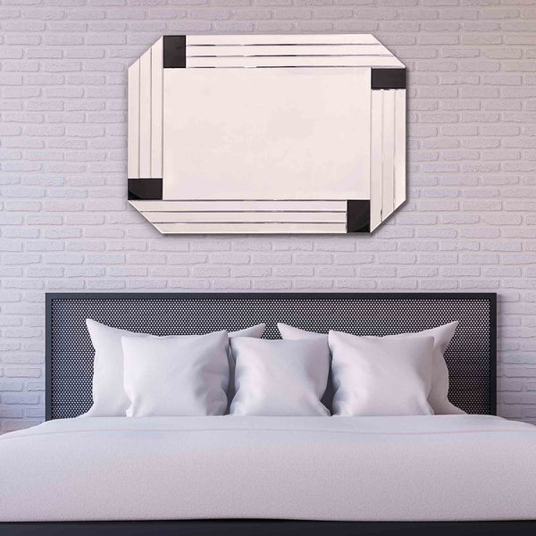 Homeroots Black Rectangle Accent Glass Mirror  Glass 396602