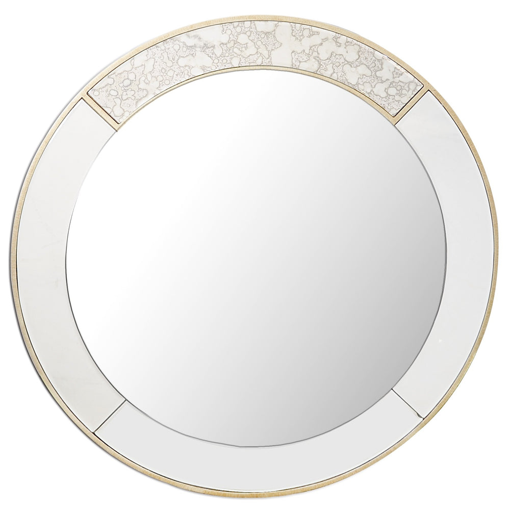 Homeroots Gold Accented Round Mirror  Glass 396605