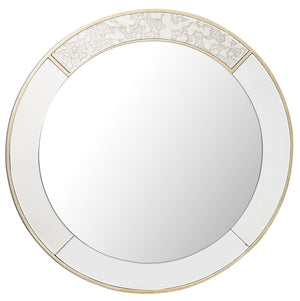 Homeroots Gold Accented Round Mirror  Glass 396605