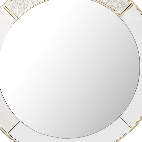 Homeroots Gold Accented Round Mirror  Glass 396605