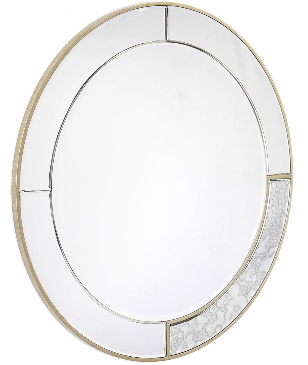 Homeroots Gold Accented Round Mirror  Glass 396605